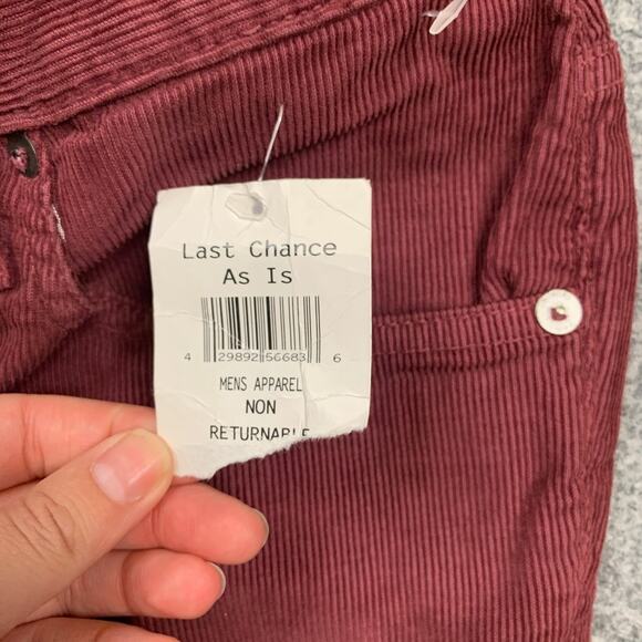 Bonobos Pants Mens 28 Wine Red Cotton Blend Corduroy Slim Straight 5 Pocket - Picture 5 of 15
